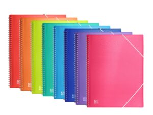 Oxford Urban A4 Carpeta de 60 Fundas con Espiral - Fundas de 50mic - Tapa de Plastico Translucido - Cierre de Gomas - Colores Surtidos