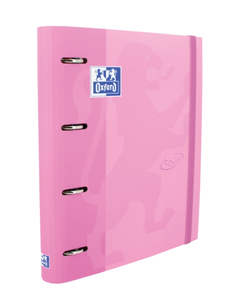 Oxford Touch A4+ Europeanbinder - Tapa Extradura Resistente - Lomo de 45mm - Anillas 4Dx35mm - Recambio 5x5 Incluido - Color Fucsia Pastel