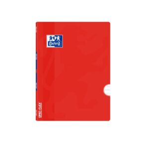 Oxford School Classic Openflex Libreta Grapada A5+ 48 Hojas 1 Linea con Margen - Tapa de Plastico Translucido - Ideal para Estudiantes - Color Rojo