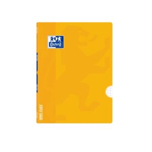 Oxford School Classic Openflex Libreta Grapada A5+ 48 Hojas Cuadricula 4x4 con Margen - Tapa de Plastico Translucido - Ideal para Estudiantes - Color Amarillo