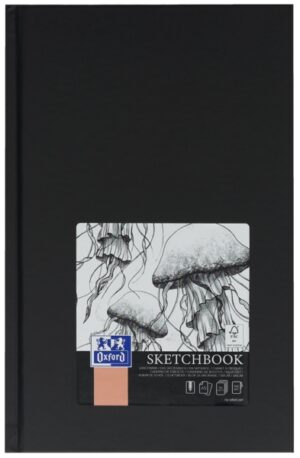 Oxford Artbooks A5 Tapa Extradura Cuaderno Cosido Esbozo - Tamaño A5 - Tapa Dura - Cuaderno Cosido - 96 Hojas de 100gr - Color Negro