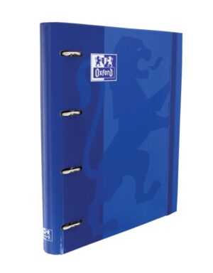 Oxford Europeanbinder Classic A4+ Carpeta de Anillas con Recambio Cuadricula 5x5 - Tapa Extradura - Cierre con Goma Elastica - Color Azul Marino