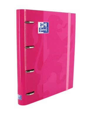 Oxford Europeanbinder Classic A4+ Carpeta de Anillas con Recambio Cuadricula 5x5 - Tapa Extradura - Cierre con Goma Elastica - Color Fucsia