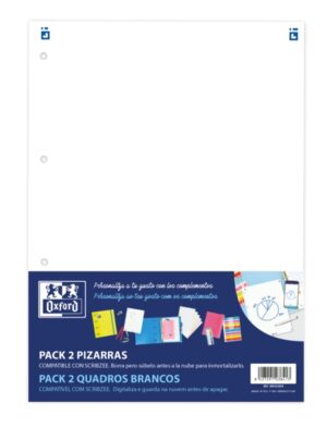 Oxford Complementos Pack 2U Pizarras W&E - Superficie de Escritura Magnetica - Incluye Rotulador y Borrador - Facil de Instalar y Transportar