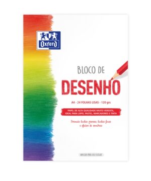Oxford Dibujo Escolar Bloc Encolado A4 - Tapa Blanda/Contratapa Rigida - 24 Hojas 120gr - Papel Liso