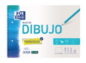 Oxford Dibujo Escolar Bloc Espiral A4+ - Tapa Blanda/Contratapa Rigida - 20 Hojas 130gr Liso - 2 Taladros