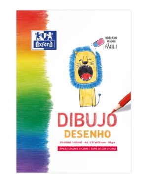 Oxford Dibujo Infantil/Ocio Bloc Encolado A3 - Tapa Blanda/Contratapa Rigida - 20 Hojas 90gr - Ideal para Dibujar y Colorear
