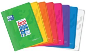 Oxford Easybook A4 Libreta Grapada - Tapa de Plastico Resistente - Cuadricula 5x5 con 2 Margenes - 48 Hojas de Papel de Alta Calidad - Colores Surtidos