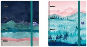 Oxford Ice Explorer Europeanbinder A4+ Carpeta de Anillas 4x 35mm con Recambio 5x5 - Lomo de 45mm - Tapa Extradura con Cierre de Goma elastica - 2 Diseños Diferentes