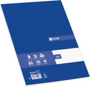 Enri Paquete de 100 Hojas A4 Cuadricula 4x4 - Papel de Alta Calidad