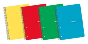 Enri A4+ Europeanbook - Tapa Dura Resistente - Espiral de Alta Calidad - 120 Hojas de Papel Cuadriculado 5x5 - Colores Surtidos