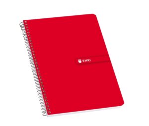 Enri Fº Tapa Dura Cuaderno Espiral 4x4 con Margen 100 Hojas Rojo - Resistente Tapa Dura - Cuadriculado 4x4 con Margen - 100 Hojas de Alta Calidad - Color Rojo