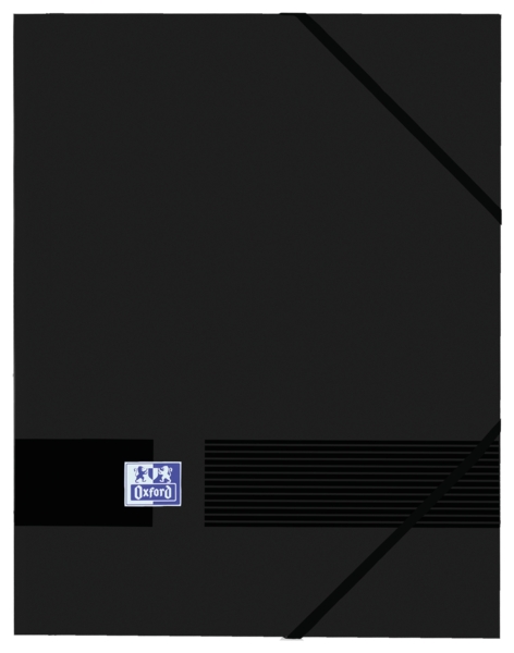 Oxford Live & Go A4+ Carpeta de Gomas - Tapa de Plastico Opaco - 3 Solapas - Lomo de 30mm - Color Negro