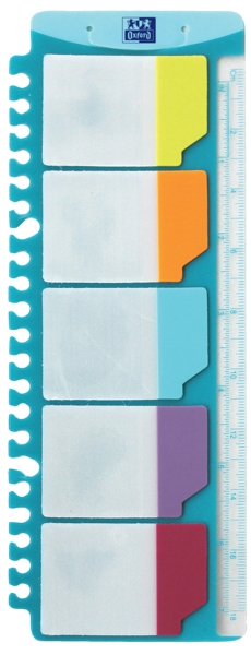 Oxford Regla con Indices Adhesivos Removibles - Medida 30cm - Indices Removibles - Ideal para Marcar Paginas