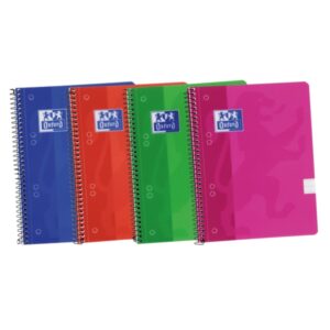 Oxford School Classic A5+ Europeanbook Spiralflex - Tapa de Plastico Resistente - 1 Linea por Pagina - 50 Hojas - Colores Surtidos