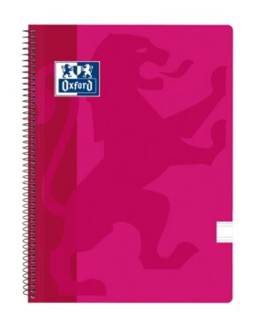 Oxford School Classic Cuaderno Espiral Tapa de Plastico Folio - Pauta 2.5 con Margen - 80 Hojas - Color Fucsia