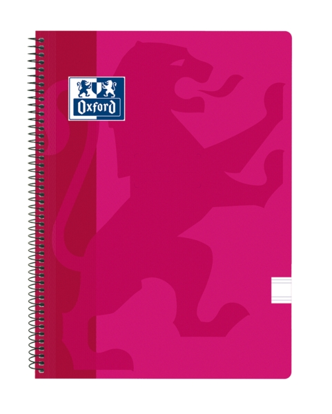 Oxford School Classic Cuaderno Espiral Tapa de Plastico Folio - Pauta 2.5 con Margen - 80 Hojas - Color Fucsia