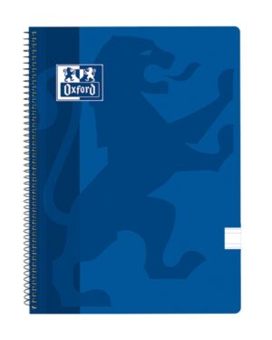 Oxford School Classic Cuaderno Espiral Tapa de Plastico Folio - Pauta 3.5 con Margen - 80 Hojas - Color Azul Marino