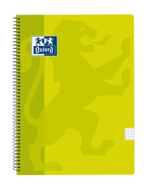 Oxford School Classic Cuaderno Espiral Tapa de Plastico Folio 4x4 - 80 Hojas - Margen 4x4 - Tamaño Folio - Color Lima
