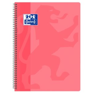 Oxford School Classic Cuaderno Espiral Tapa de Plastico Folio 4x4 - 80 Hojas - Tapa de Plastico - Cuadriculado 4x4 - Margen - Color Rosa Chicle
