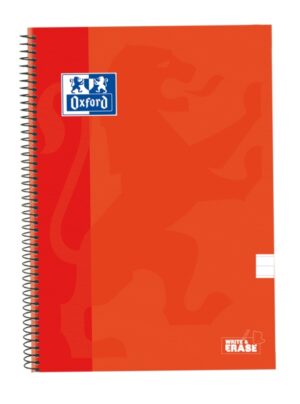 Oxford School Classic Cuaderno Espiral Tapa Extradura Write&Erase - Folio 1 Linea con Margen - 80 Hojas - Color Naranja