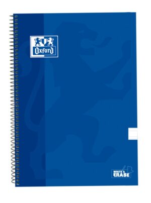 Oxford School Classic Cuaderno Espiral Tapa Extradura Write&Erase - Pauta 3.5mm con Margen - 80 Hojas - Color Azul Marino