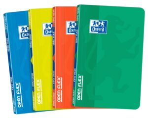 Oxford School Classic Openflex Libreta Grapada A6 48 Hojas Cuadricula 5x5 - Tapa de Plastico Translucido - Ideal para Estudiantes - Colores Surtidos