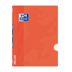 Oxford School Classic Openflex Libreta Grapada A4 48 Hojas Cuadricula 4x4 con Margen - Tapa de Plastico Translucido - Ideal para Estudiantes - Color Naranja