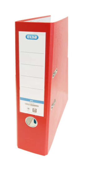 Elba Rado Top Archivador Tamaño Folio - Con Palanca y Rado - Ancho de 80mm - Forrado Exterior de Plastico - Interior de Papel - Color Rojo