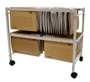 Elba Gio Carro Extensible para Carpetas Colgantes - Dimensiones 650x760x430mm - Material Metalico Resistente - Color Gris