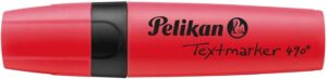 Pelikan Subrayador Textmarker 490 - Base de Agua - 3 Anchos de Trazo - Color Rojo Fluorescente