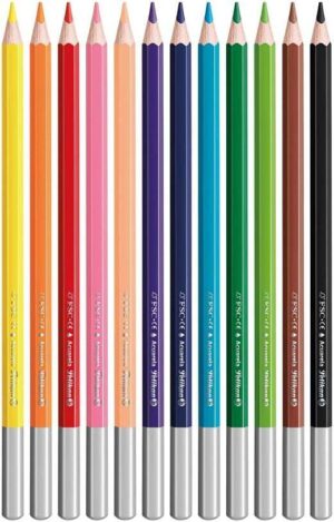 Pelikan Caja de 12 Lapices Hexagonales con Pincel - Mina Antirotura - Acuarelables - Incluye Pincel - FSC