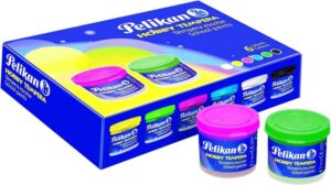 Pelikan Pack de 6 Botes de Tempera 40ml + Pincel - Consistencia Pastosa - Resistente a la Luz - Colores Surtidos