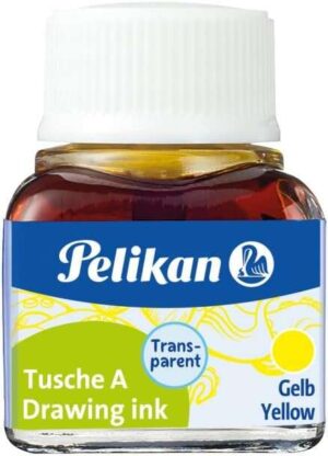 Pelikan Tinta China 523 10ml N.5 - Botella de 10ml - Resistente al Agua - Ideal para Dibujo y Caligrafia - Color Amarillo