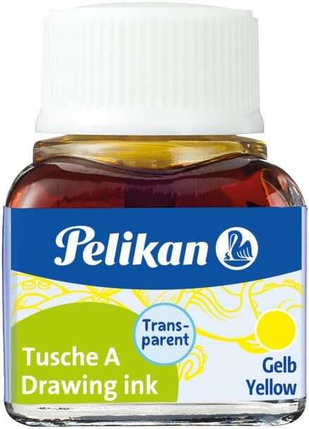 Pelikan Tinta China 523 10ml N.5 - Botella de 10ml - Resistente al Agua - Ideal para Dibujo y Caligrafia - Color Amarillo
