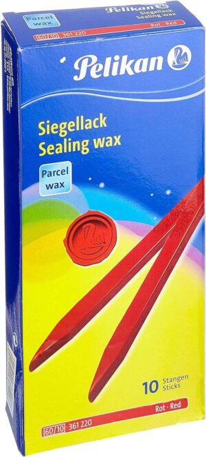 Pelikan Lacre Pack de 10 Barras de Lacre para Paquetes - Ideal para Sellar Paquetes de Forma Segura - Color Rojo