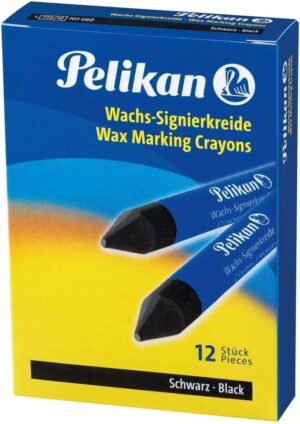 Pelikan Pack de 12 Ceras para Marcar - Punta Resistente - Ideal para Resaltar Textos - Color Negro