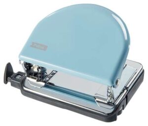 Petrus 52 Retro Taladro Perforador Metalico - Hasta 20 Hojas - Marcas de Formato - Facil Vaciado - Punzones 5.5mm - Color  Fondant Blue