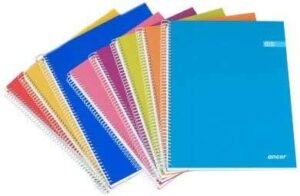 Ancor Classic Stripes Cuaderno Espiral Tamaño Folio Raya Horizontal - 80 Hojas 90gr - Tapa de Carton Plastificado - Colores Surtidos