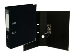 Bismark Archivador A-Z PVC A4 Lomo 75mm - Gran Resistencia - Tarjetero en el Lomo - Cartoneras Metalicas en el Borde Inferior - Mecanismo de Palanca - Color Negro