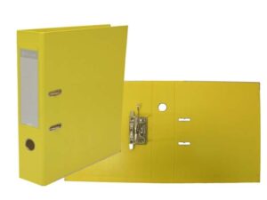 Bismark Archivador A-Z PVC A4 Lomo 75mm - Gran Resistencia - Tarjetero en el Lomo - Cartoneras Metalicas en el Borde Inferior - Mecanismo de Palanca - Color Amarillo