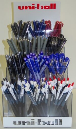 Uni-ball Expositor de 144 Articulos de Escritura Surtido - Gamas Variadas - Color Surtido