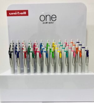 Uni-ball UMN-S-07 ONE Expositor de 48 Boligrafo de Tinta Liquida - Punta de Bola 0.7mm - Escritura Ultra Fluida - Agarre Suave y Comodo - 18 Colores Brillantes - Color Surtido