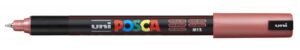 Posca PC-1MR Marcador de Pintura - Punta Roller de Fibra 0.7mm - Tinta Pigmentada Base al Agua - Resistente a la Luz - Color Rojo Metálico