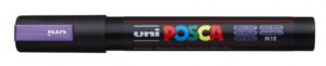 Posca PC-5M Marcador de Pintura - Punta de Bala 1.8-2.5mm - Tinta Base al Agua - Resistente a la Luz - No Permanente - Ideal para Carteleria y Decoracion - Color Violeta Metálico