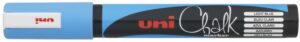 Uni-ball PWE-5M Marcador de Tiza Liquida - Punta Conica 1.8-2.5mm - Borrado en Humedo - Resistente a la Lluvia - Ideal para Pizarras y Vidrio - Color Azul Claro