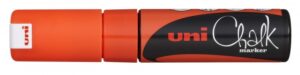 Uni-ball PWE-8K Marcador de Tiza Liquida - Punta Biselada 8mm - Borrado en Humedo - Resistente a la Lluvia - Color Naranja