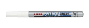 Uni-ball PX-203 Marcador de Pintura - Punta Acrilica 1mm - Linea Fina - Cuerpo de Aluminio - Tinta Permanente Resistente a Luz y Agua - Color Plata