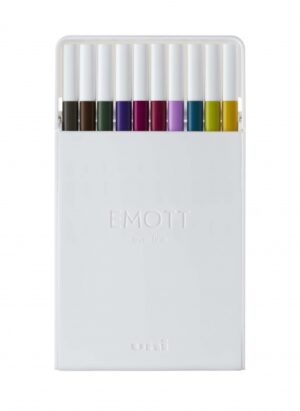 Uni-ball PEM-SY Set Nº3 Emott Calm-Tone Dark Pack de 10 Rotuladores de Linea Fina - Punta 0.4mm - Tinta a Base de Agua - Diseño Innovador - Ancho de Linea Constante - Colores Surtidos