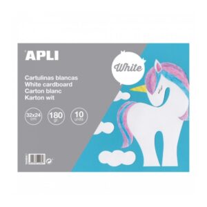 Apli Bloc de Cartulinas - 170gr - 10 Hojas - Ideal para Manualidades, Lettering, Scrapbooking, Papiroflexia - Libre de Acidos - Uso Escolar - Color Blanco